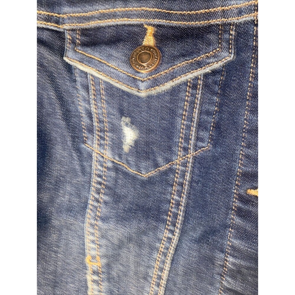 new Mavi Jeans jacket denim distressed Samantha Stretchy western rock Small - Picture 3 of 10